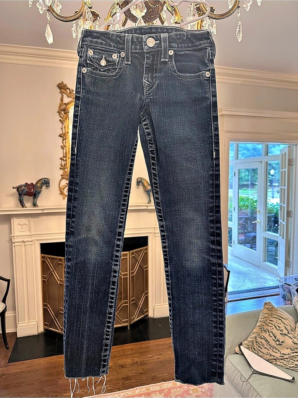 Girl's True Religion Straight-Leg Jeans in Blue